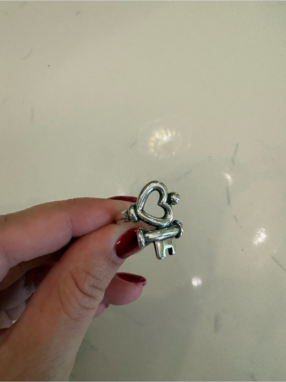 James Avery Silver Heart Key Accent Ring